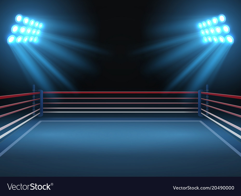 Empty boxing ring in fitness studio stock photo - OFFSET